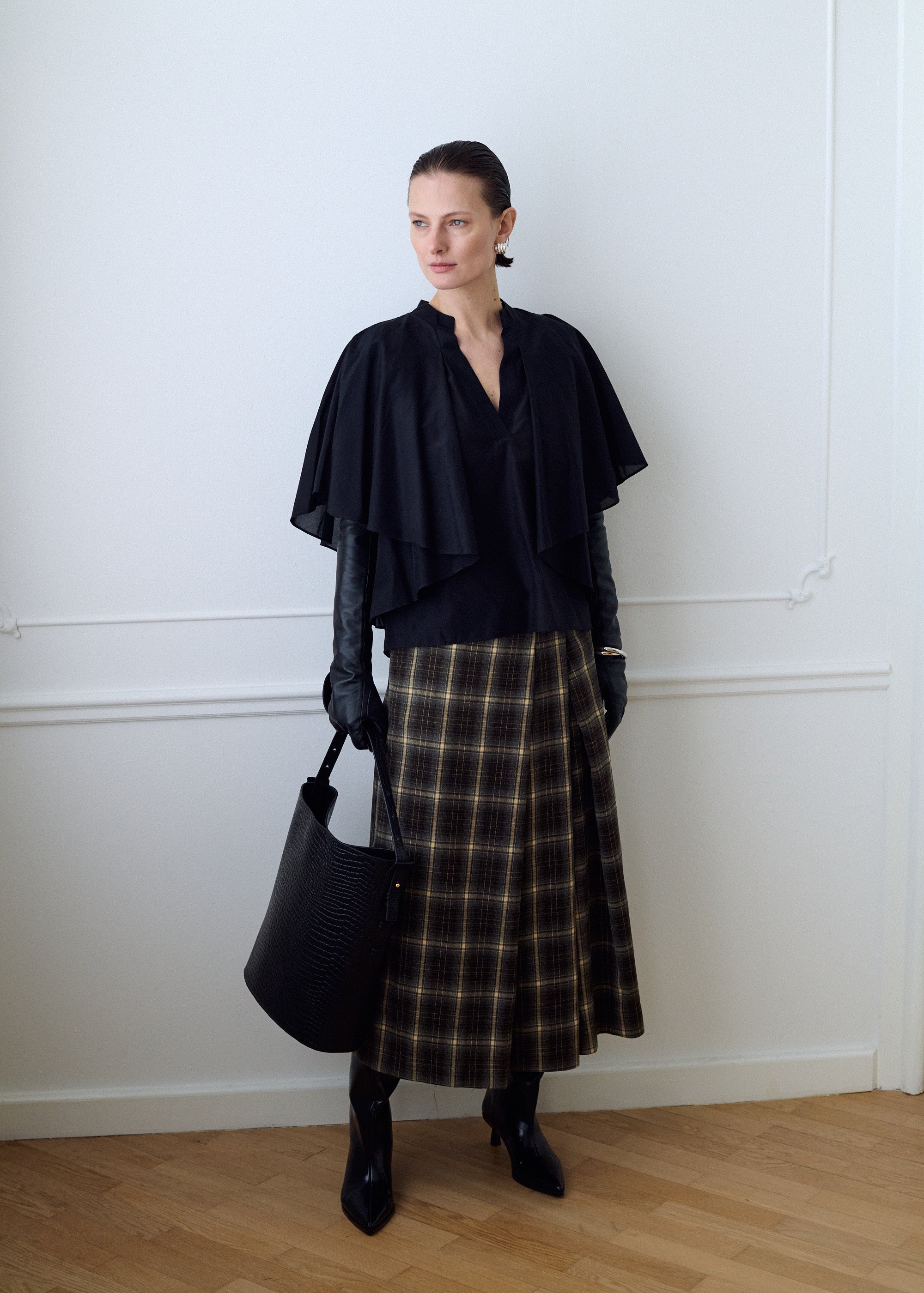 Elaine midi nederdel - 697 Green Multi Check